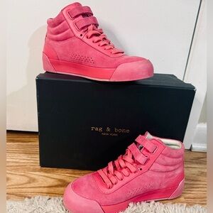 rag & bone Nova suede high top wedge sneakers in peony size 36.5 EU/6.5 US